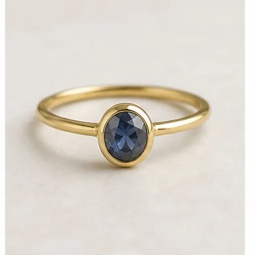 Rose-Cut Sapphire Ring — 14k Gold